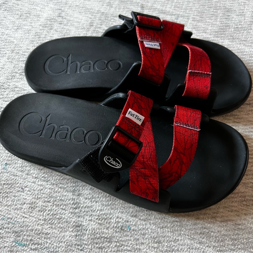 Chaco Red and Black Sandals Size 9